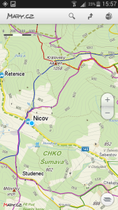 mapy.cz - základní obrazovka