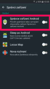 Povolit Spráce zařízení Android